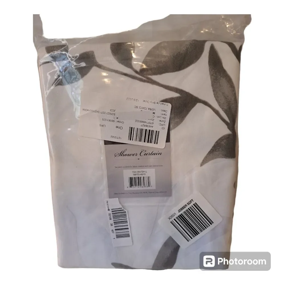 Madison Park Vera Shower Curtain NEW Grey Floral Print